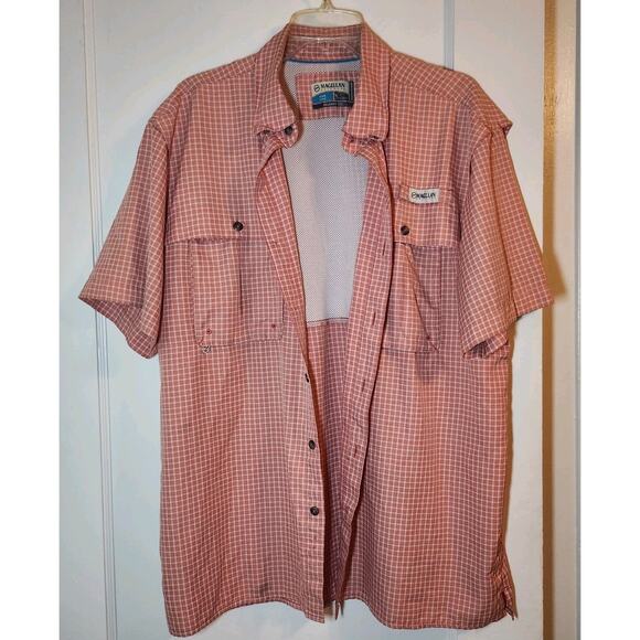 Magellan Short Sleeve Fishing Shirt Mens Large Fish Gear Relaxed Fit Lt Red Wick - Picture 2 of 10
